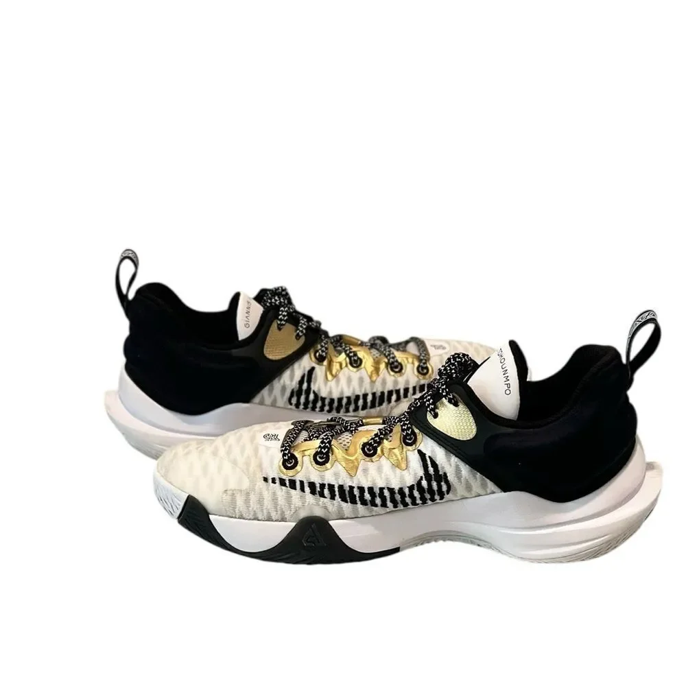 Nike Giannis Immortality Championship White Black Metallic Gold Men’s Size 10